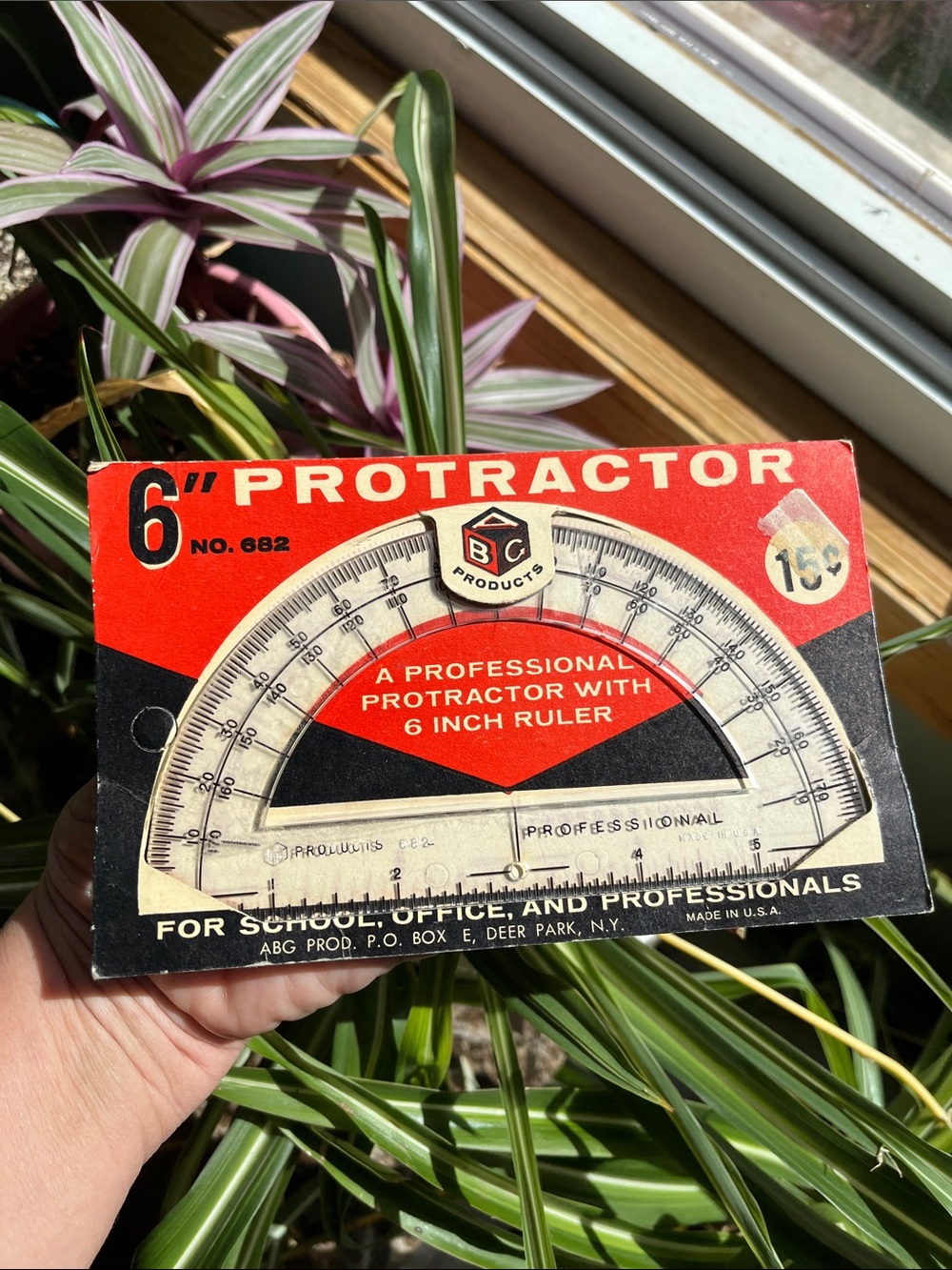 Vtg 6” Professional Protractor 6” Ruler NOS ABG Prod Deer Park NY #682 MCM 60s